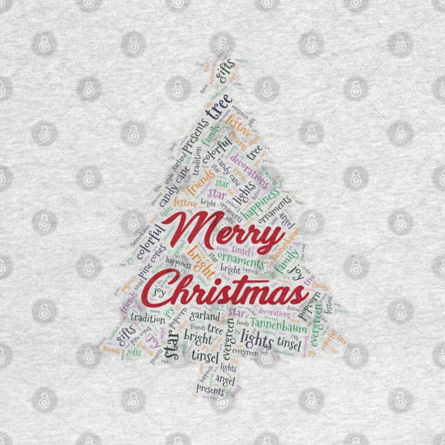 Christmas Tree Wordcloud for Lighter Backgrounds by WYL - Words You Love